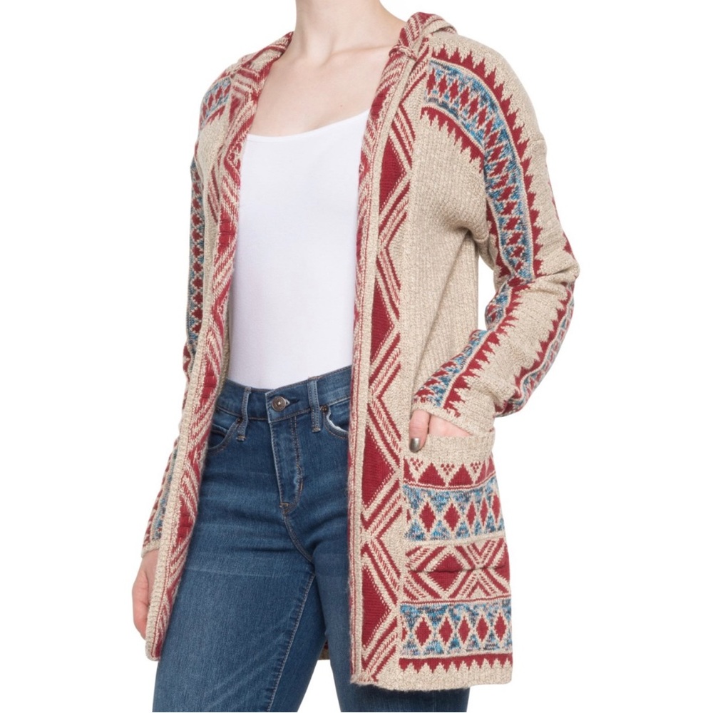 Lucky Brand Tribal Hooded Cardigan Sweater